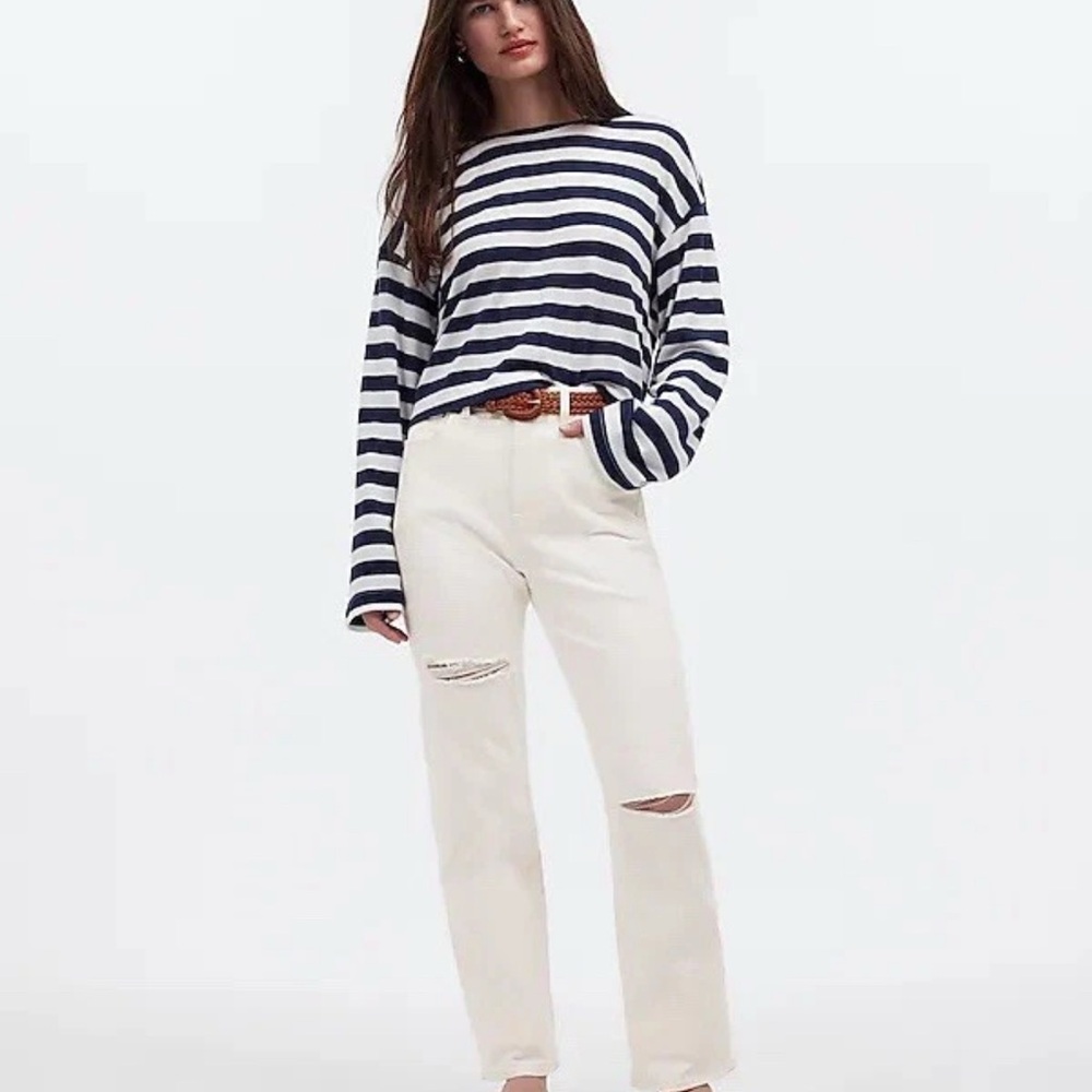 Madewell White 90’s Straight distressed Jeans Size 29P